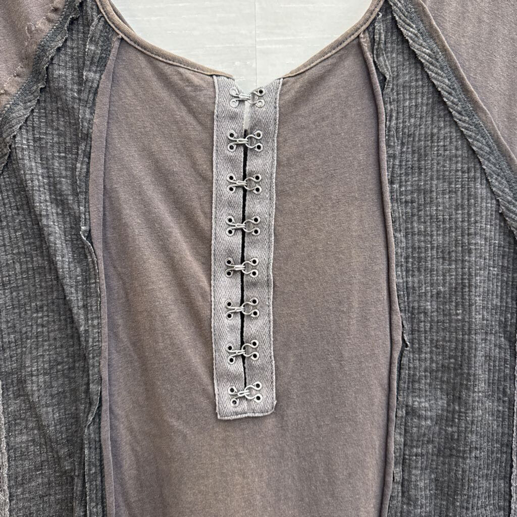 POL Grey Short Sleeve Slouchy Tunic Top Small