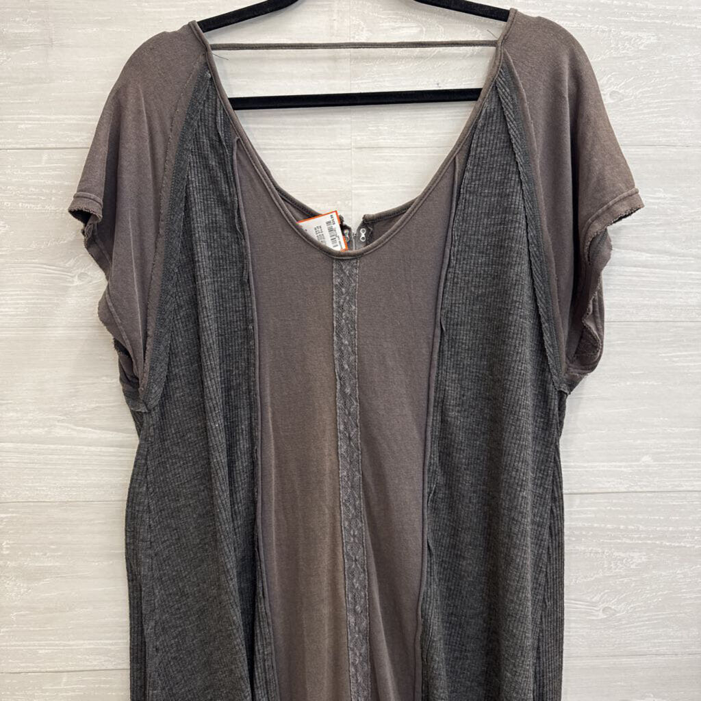 POL Grey Short Sleeve Slouchy Tunic Top Small