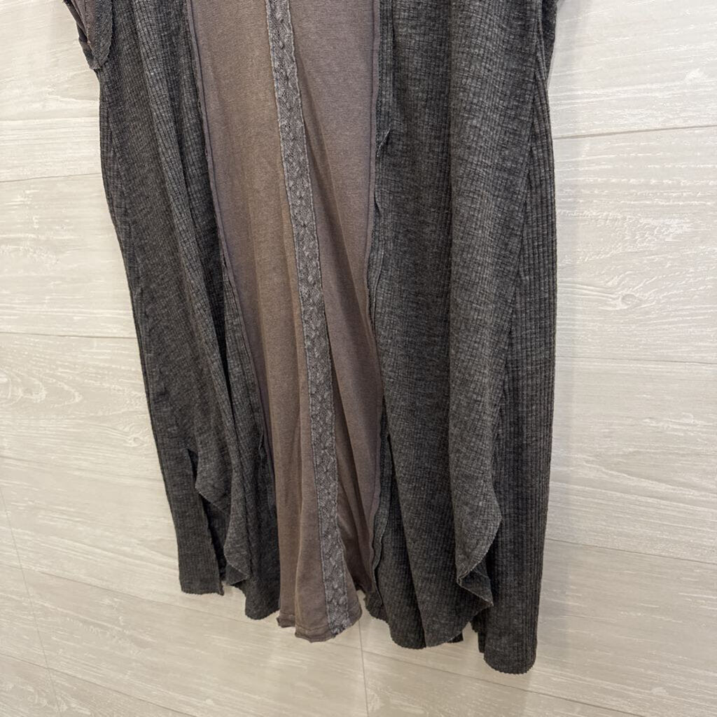 POL Grey Short Sleeve Slouchy Tunic Top Small
