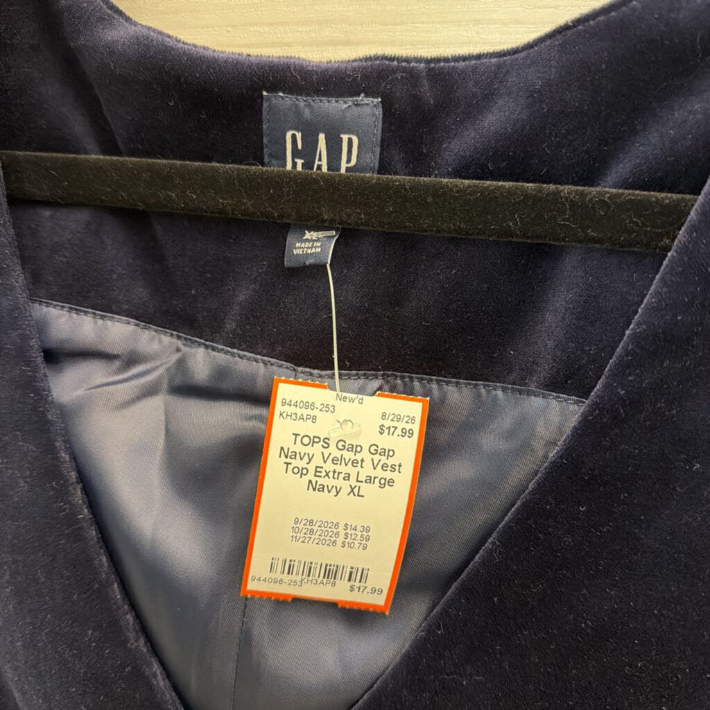 Gap Navy Velvet Vest Top Extra Large