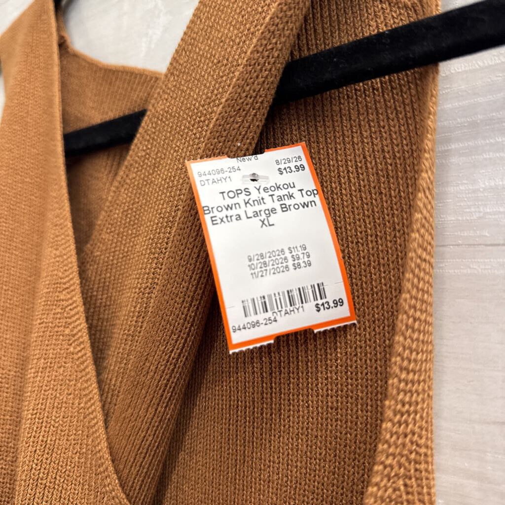 Brown Knit Tank Top Extra Large