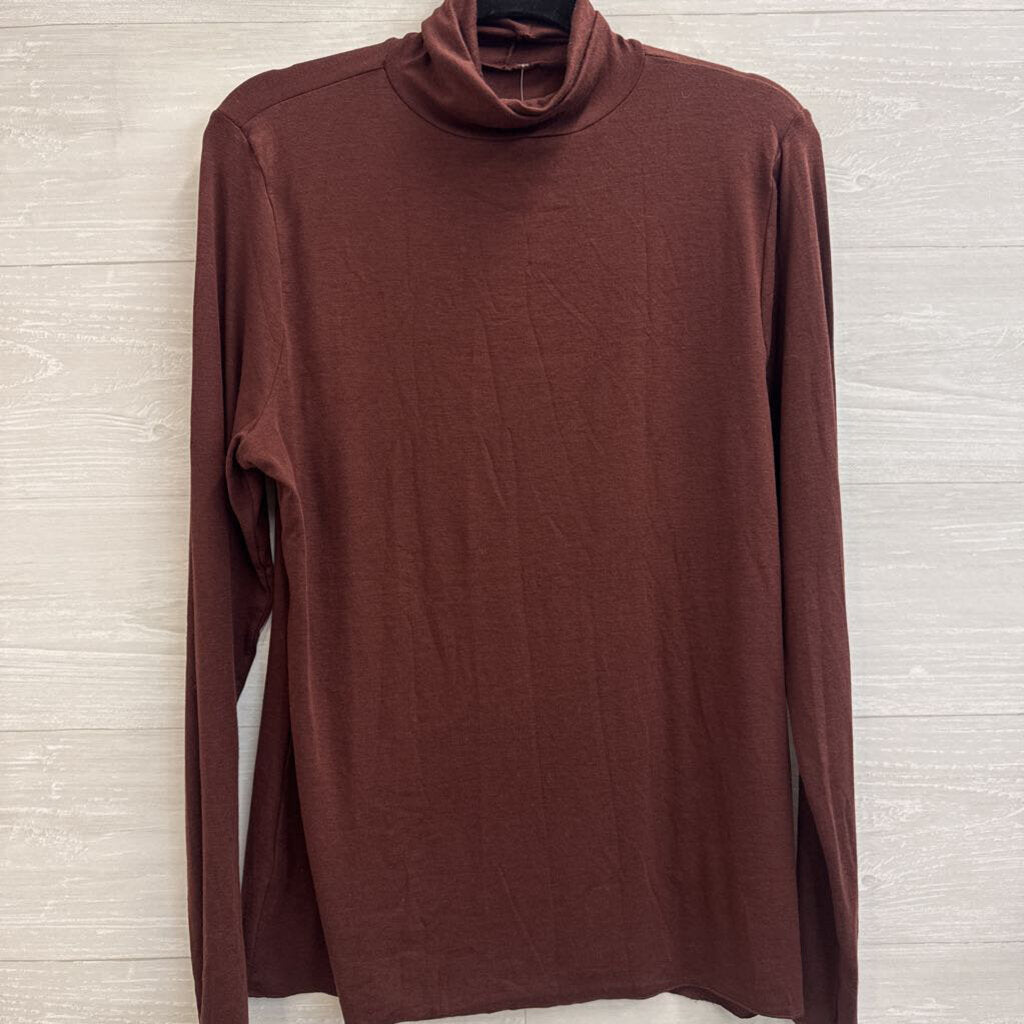 Brown Long Sleeve Turtleneck Top Extra Large