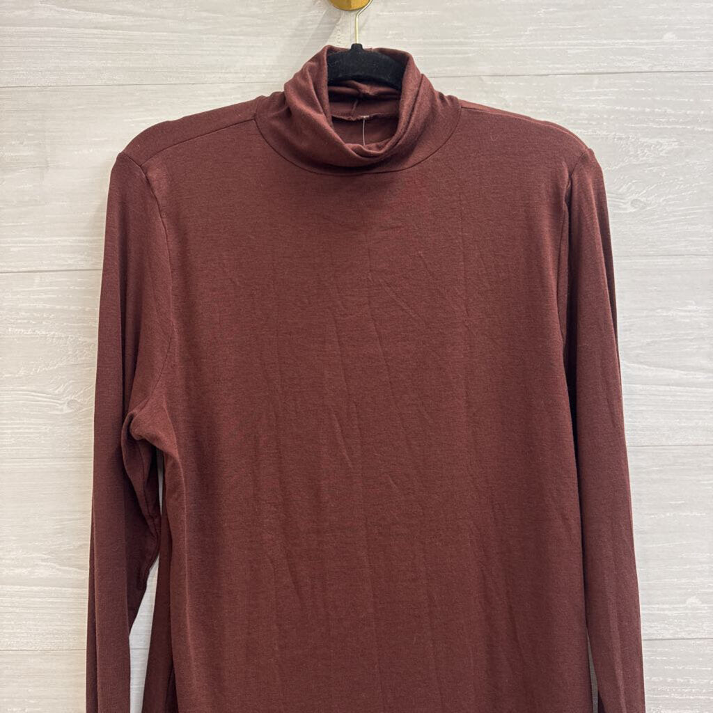 Brown Long Sleeve Turtleneck Top Extra Large