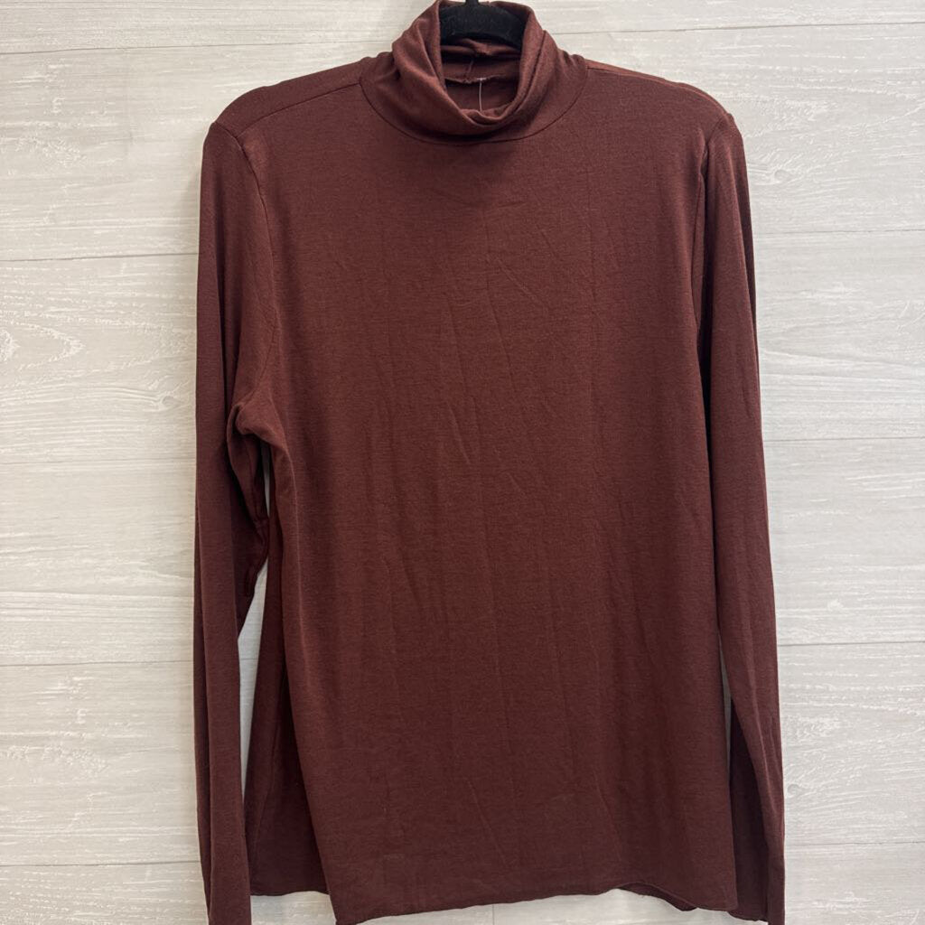 Brown Long Sleeve Turtleneck Top Extra Large