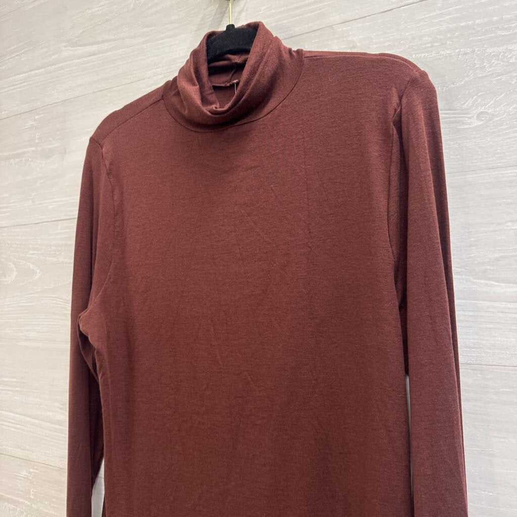 Brown Long Sleeve Turtleneck Top Extra Large