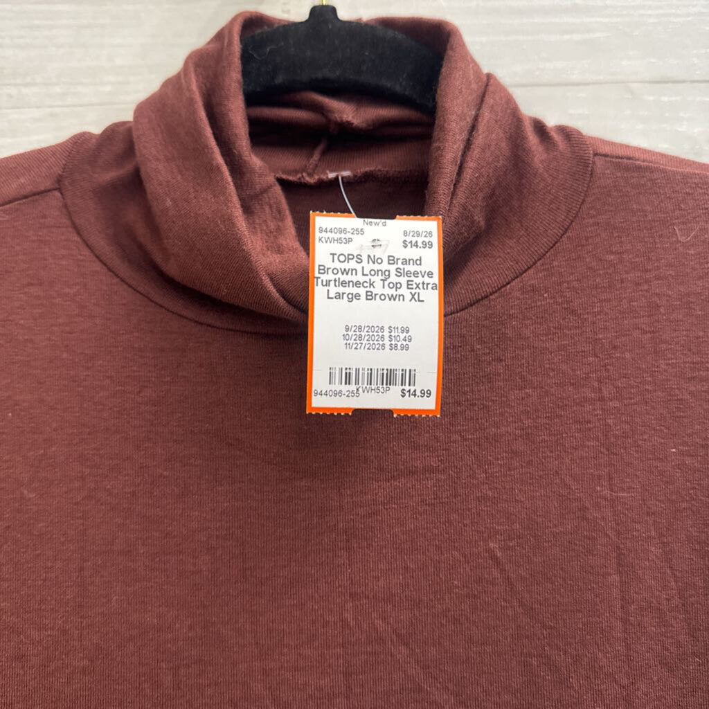 Brown Long Sleeve Turtleneck Top Extra Large
