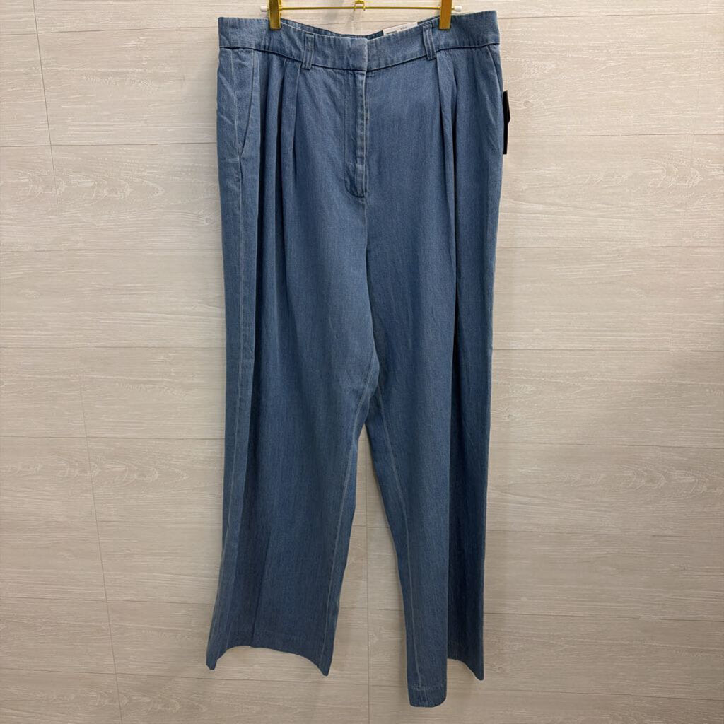 The Limited Blue Chambray Pleated Wide Leg Pants 14