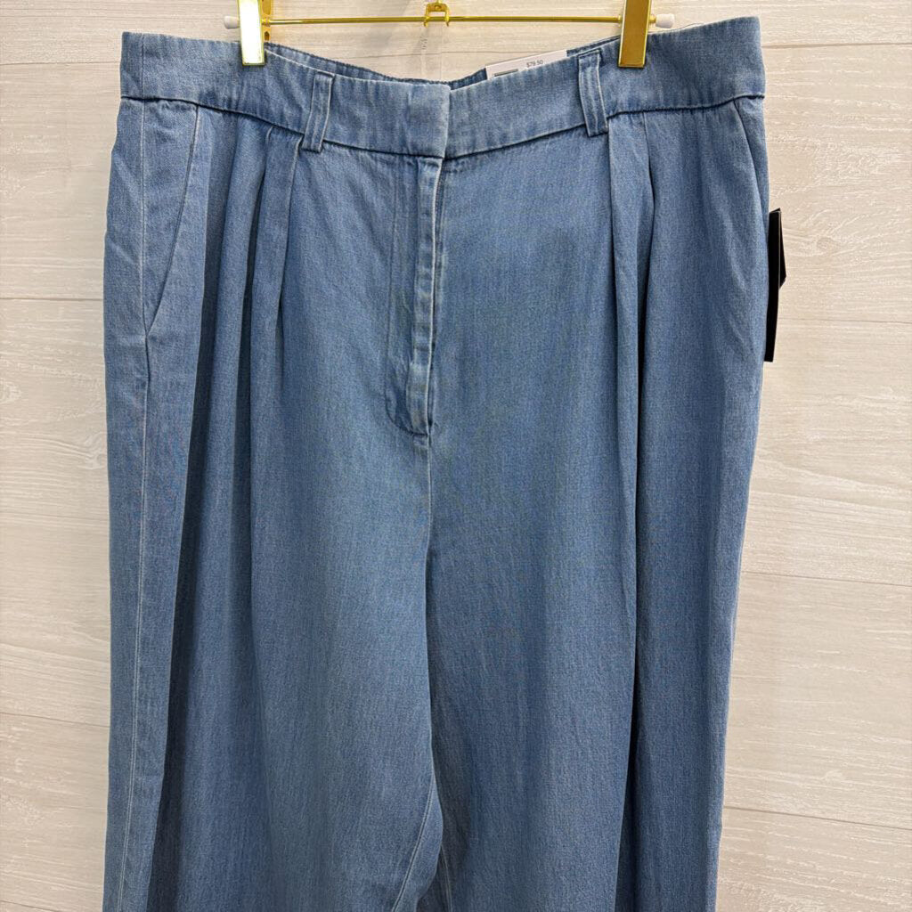 The Limited Blue Chambray Pleated Wide Leg Pants 14