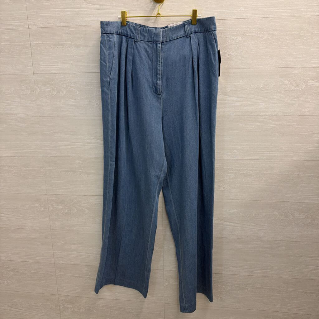 The Limited Blue Chambray Pleated Wide Leg Pants 14