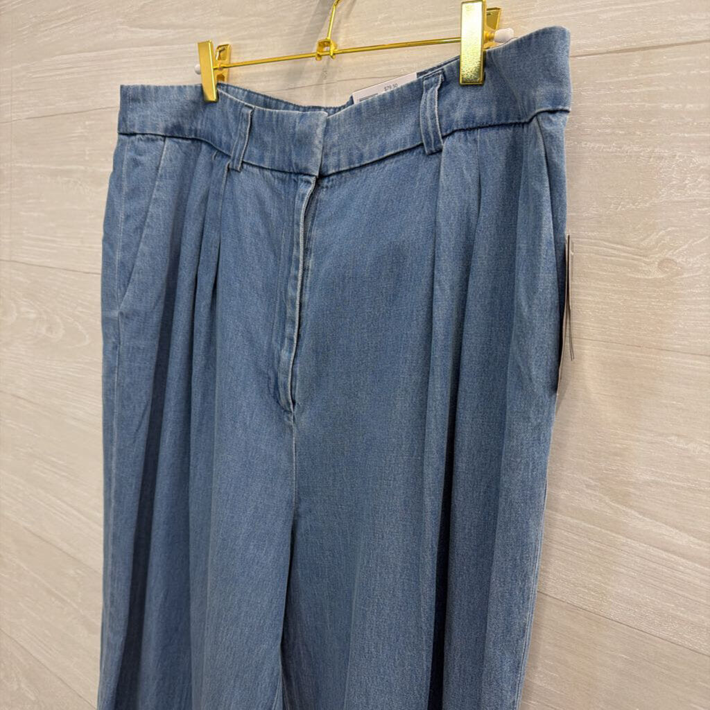 The Limited Blue Chambray Pleated Wide Leg Pants 14
