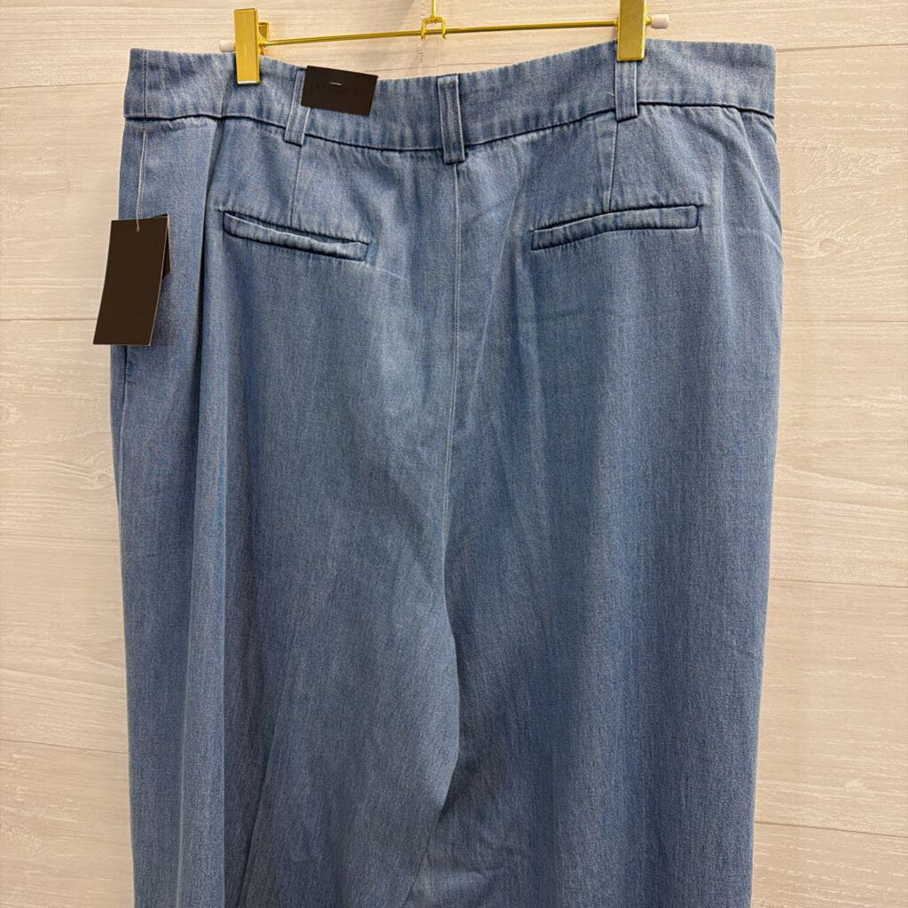The Limited Blue Chambray Pleated Wide Leg Pants 14