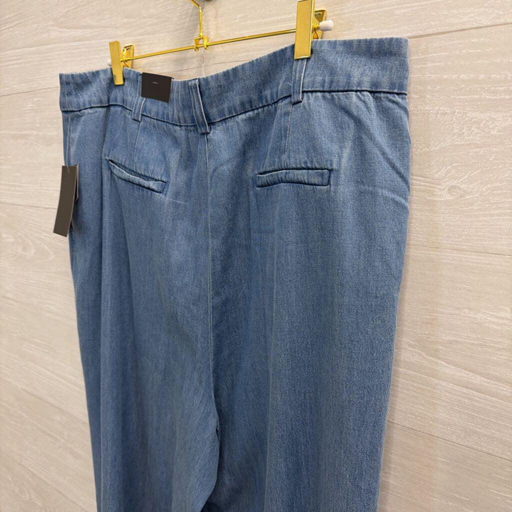 The Limited Blue Chambray Pleated Wide Leg Pants 14