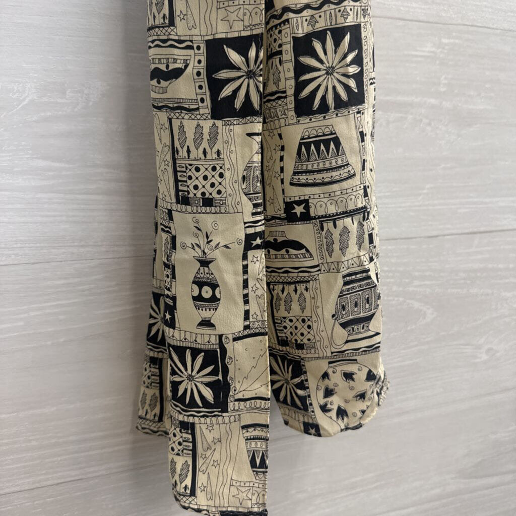 Cream/ Black Print Silk Scarf