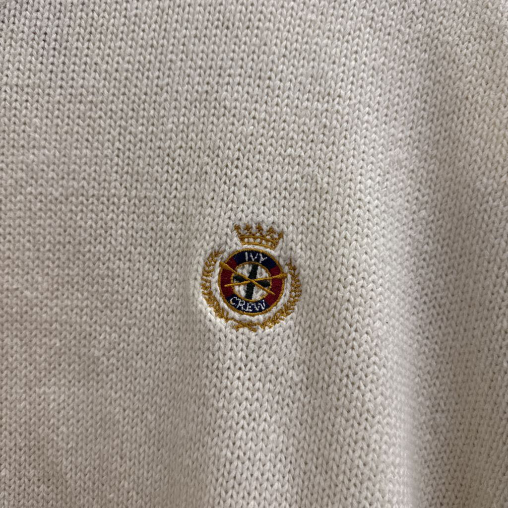 Vintage Ivy Crew White Knit Long Sleeve Sweater XXL