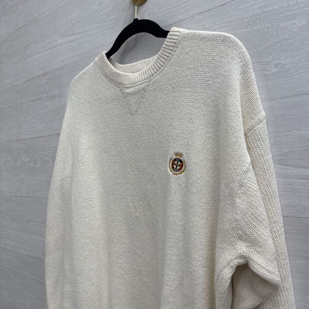 Vintage Ivy Crew White Knit Long Sleeve Sweater XXL