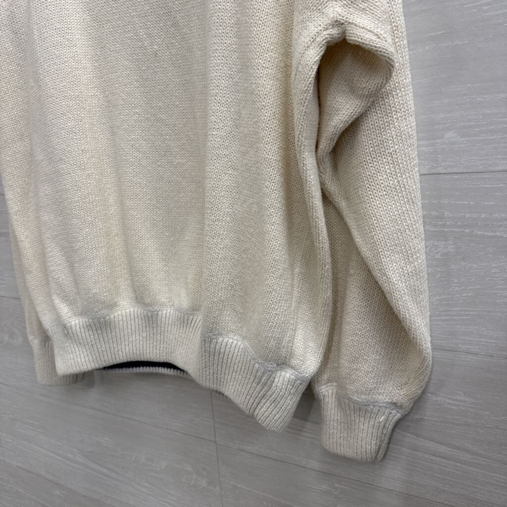 Vintage Ivy Crew White Knit Long Sleeve Sweater XXL