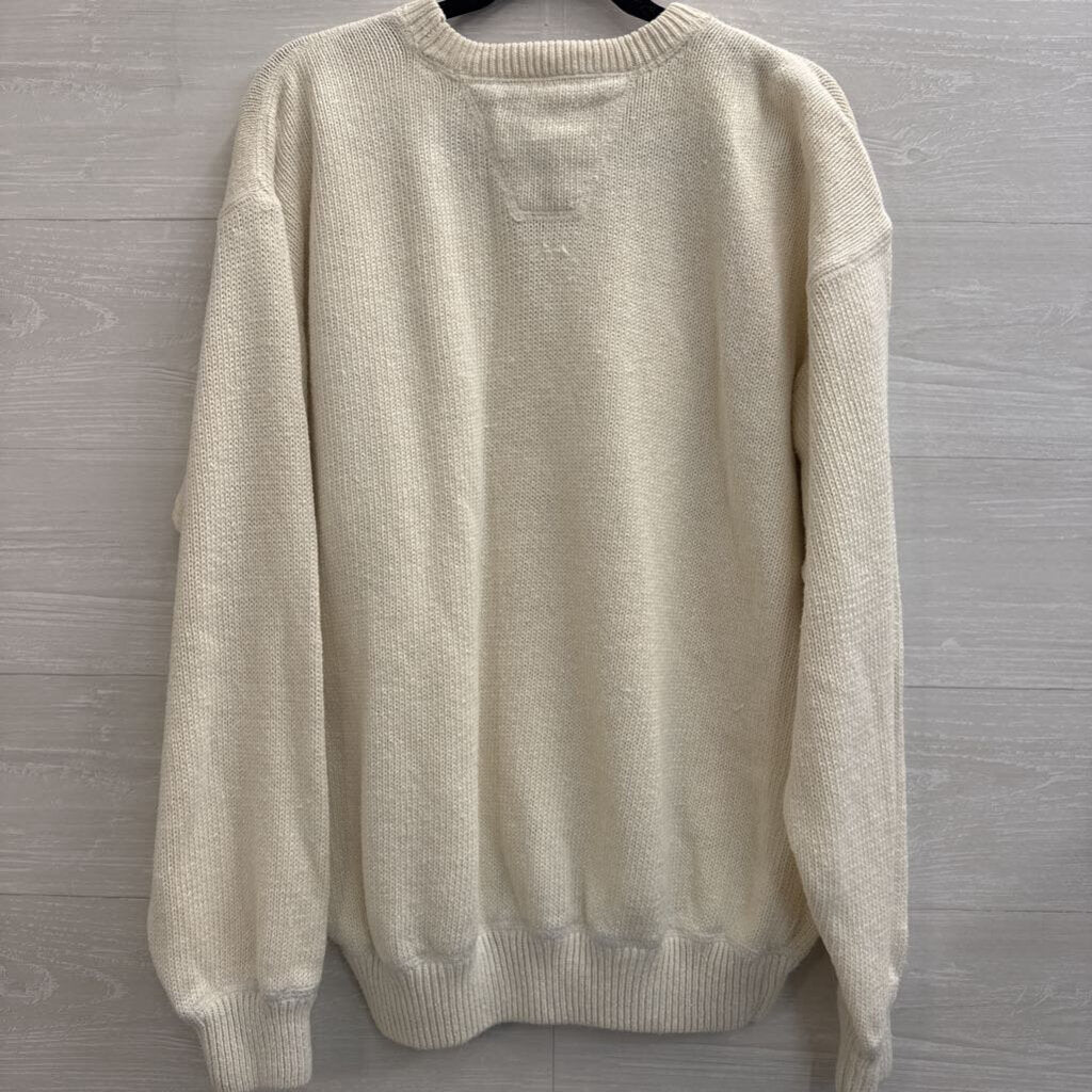 Vintage Ivy Crew White Knit Long Sleeve Sweater XXL