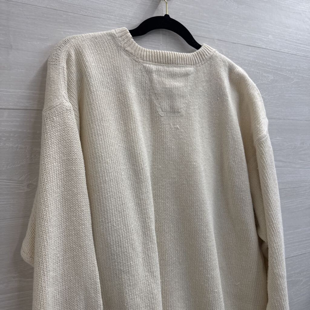 Vintage Ivy Crew White Knit Long Sleeve Sweater XXL