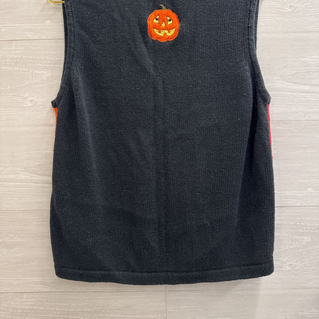 Vintage White Stag Black /Multi Knit Halloween Vest Sweater Medium