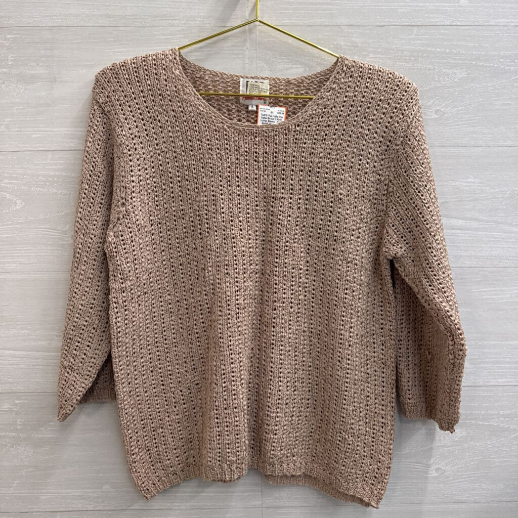 Fia Italia Brown Knit Long Sleeve Top Small