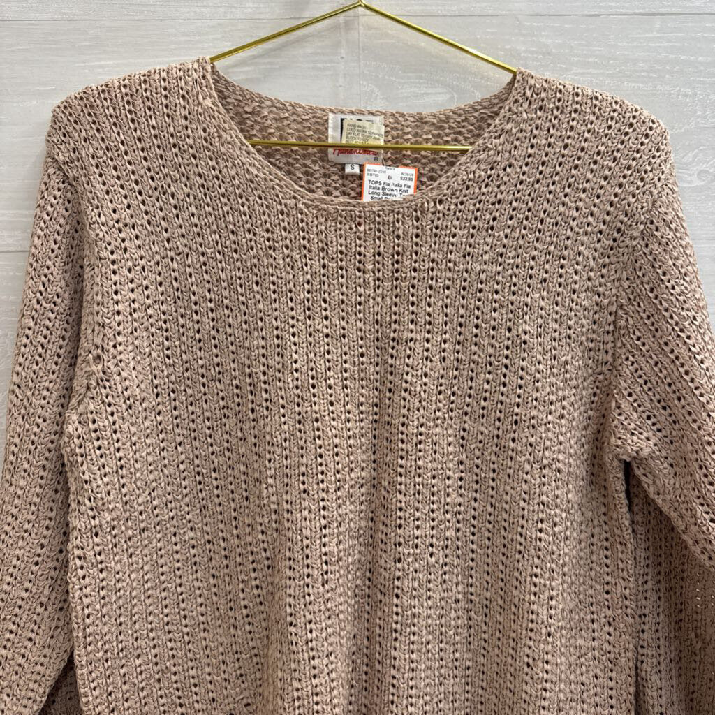 Fia Italia Brown Knit Long Sleeve Top Small