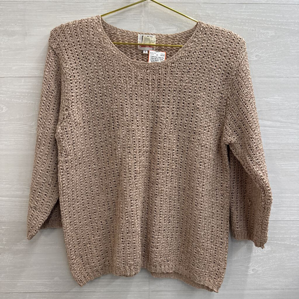 Fia Italia Brown Knit Long Sleeve Top Small