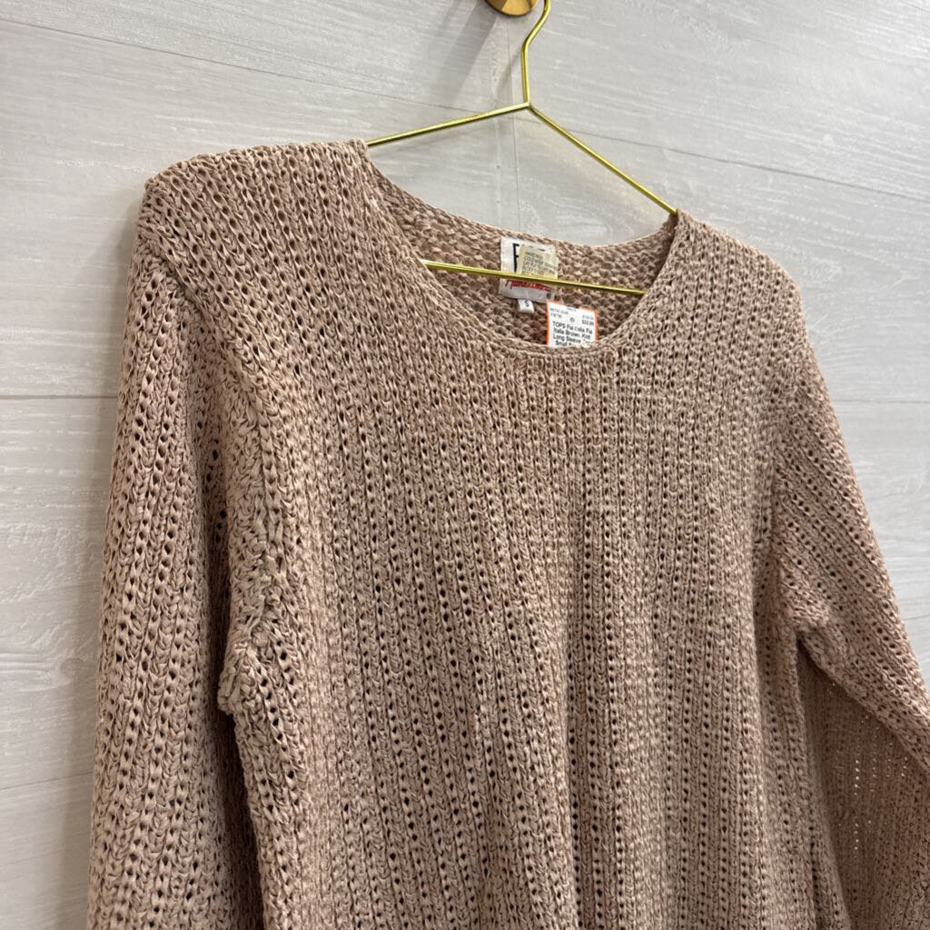 Fia Italia Brown Knit Long Sleeve Top Small