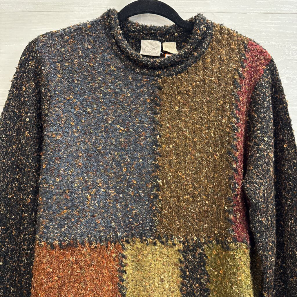 Vintage Fiorlini Black/ Brown Knit Long Sleeve Sweater Large