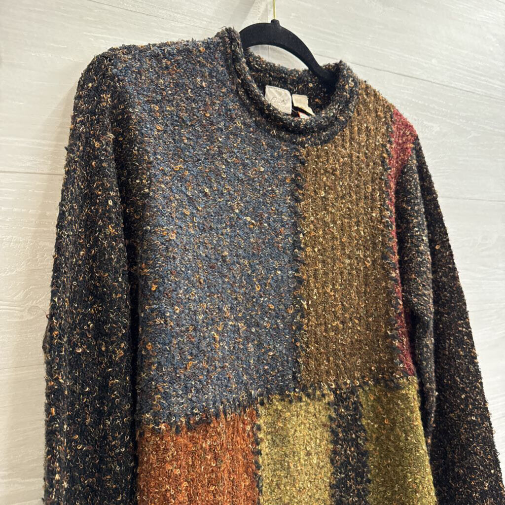 Vintage Fiorlini Black/ Brown Knit Long Sleeve Sweater Large