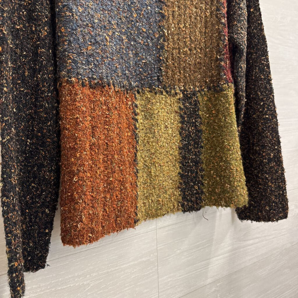 Vintage Fiorlini Black/ Brown Knit Long Sleeve Sweater Large