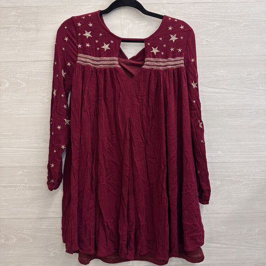 Entro Burgundy/ Gold Embroidered Star Long Sleeve Top Small