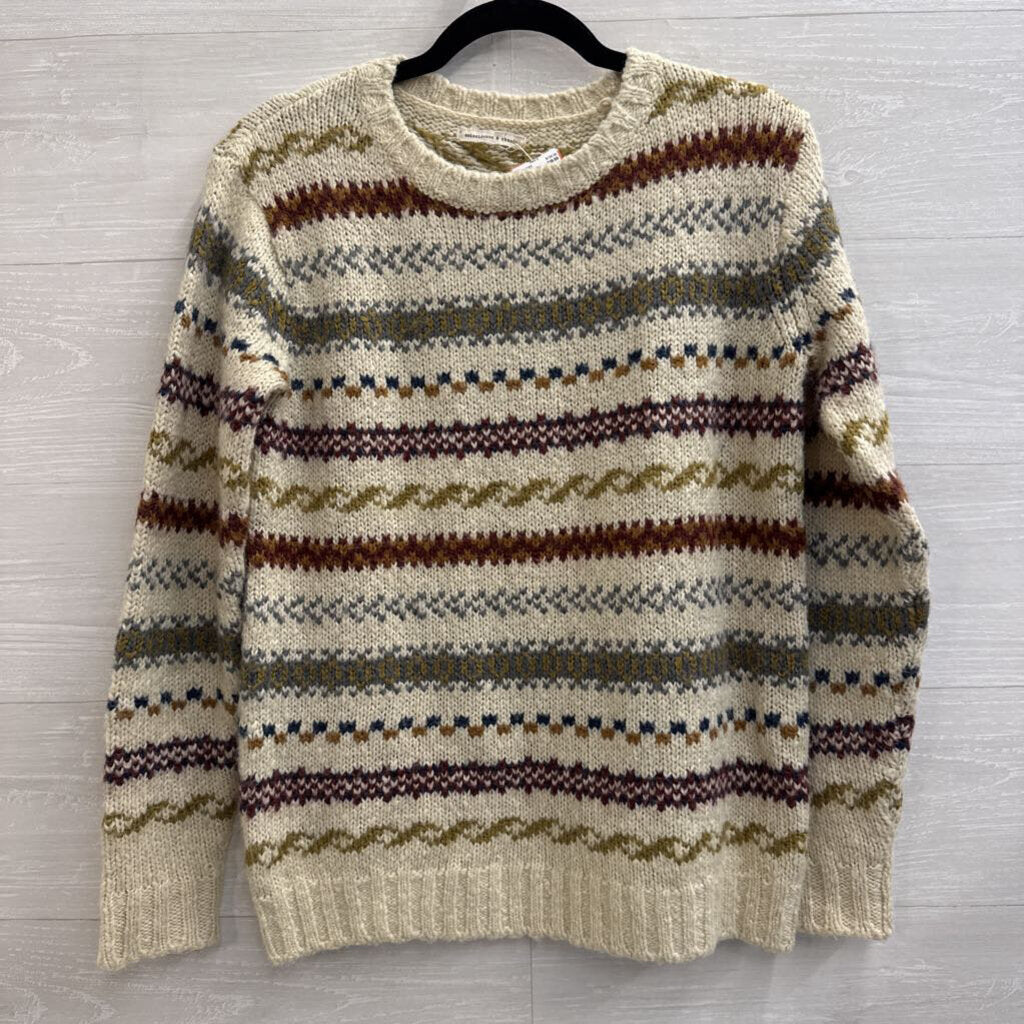 Coincidence and Chance Beige/ Multi Striped Knit Sweater Medium