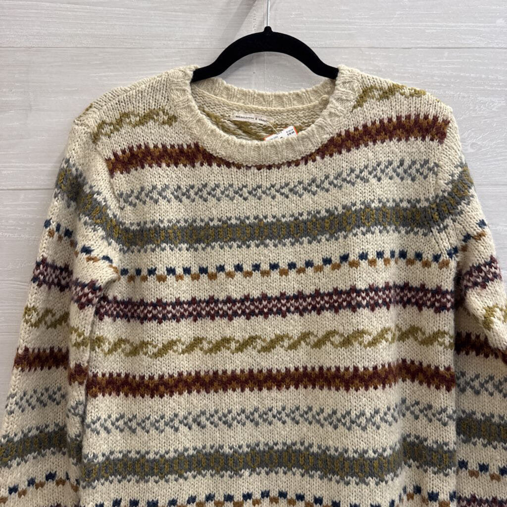 Coincidence and Chance Beige/ Multi Striped Knit Sweater Medium