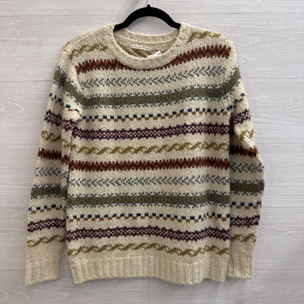 Coincidence and Chance Beige/ Multi Striped Knit Sweater Medium