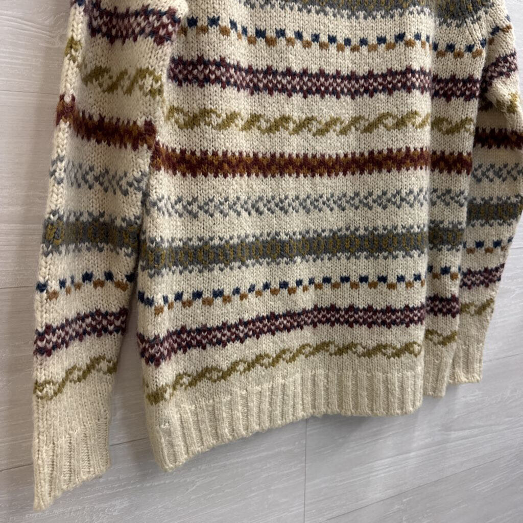 Coincidence and Chance Beige/ Multi Striped Knit Sweater Medium
