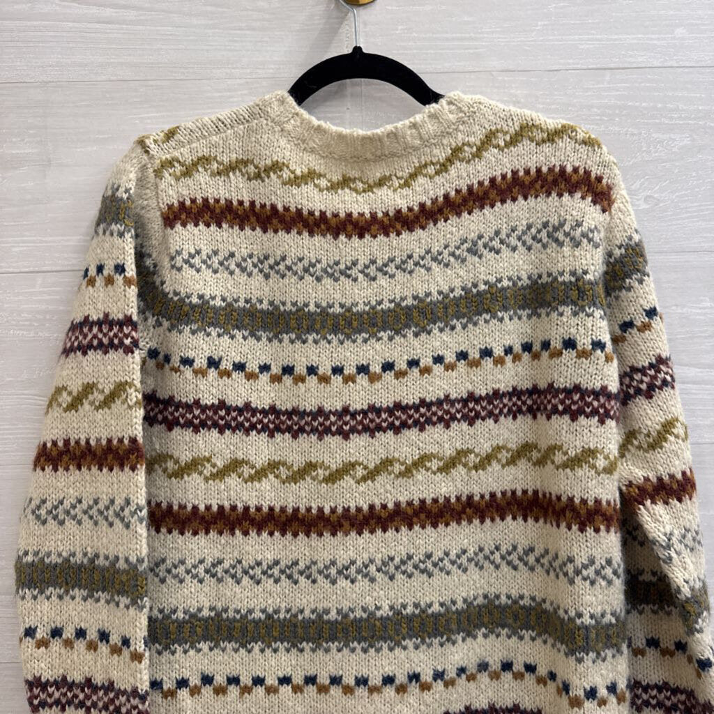 Coincidence and Chance Beige/ Multi Striped Knit Sweater Medium