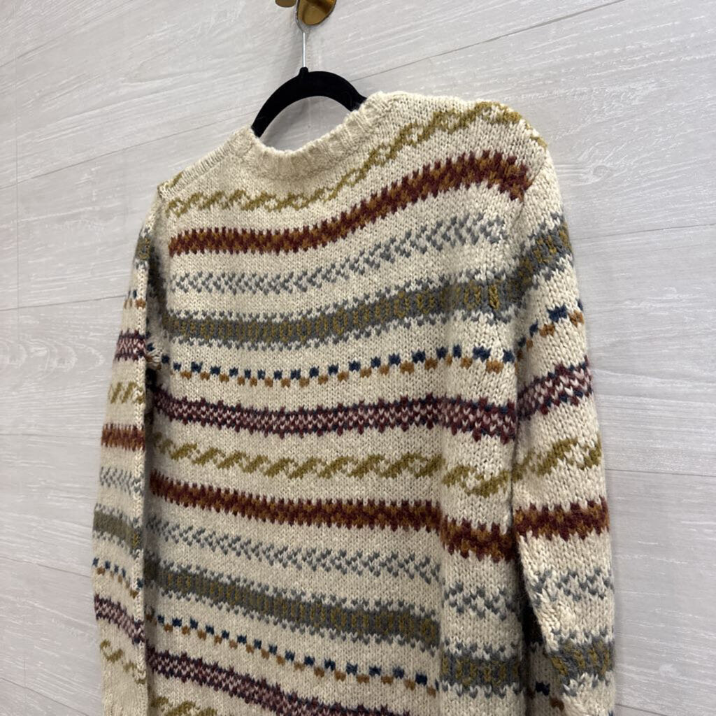 Coincidence and Chance Beige/ Multi Striped Knit Sweater Medium