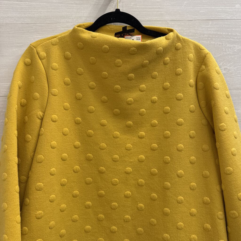 W5 Yellow Textured Dot Print Long Sleeve Top Large