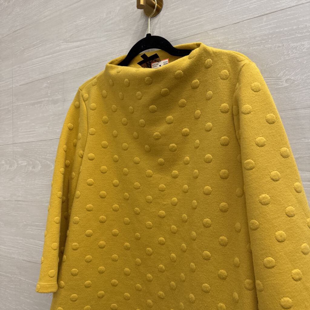 W5 Yellow Textured Dot Print Long Sleeve Top Large
