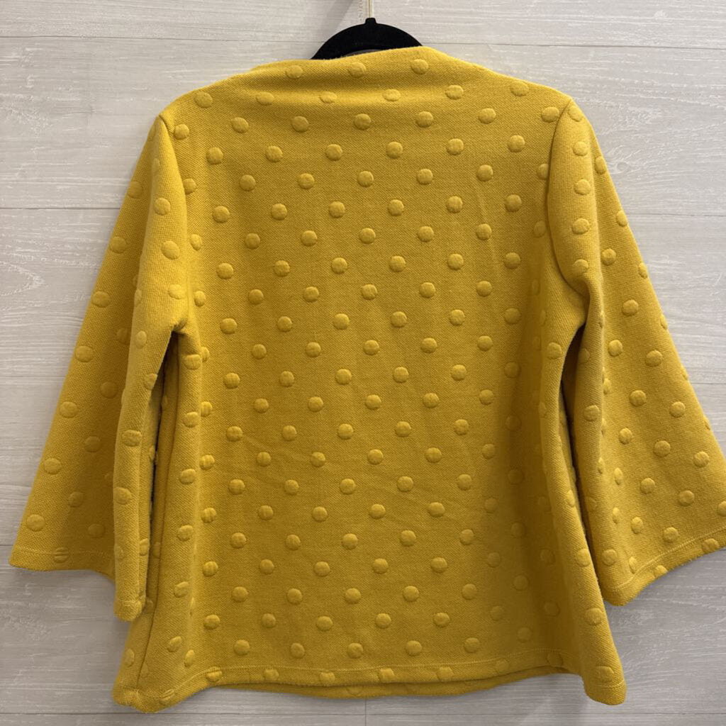 W5 Yellow Textured Dot Print Long Sleeve Top Large