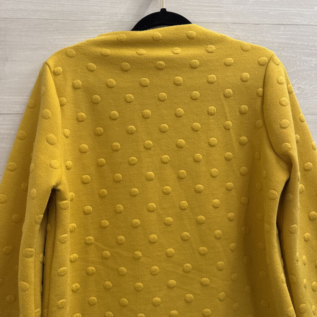 W5 Yellow Textured Dot Print Long Sleeve Top Large
