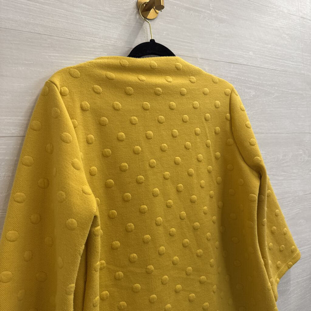 W5 Yellow Textured Dot Print Long Sleeve Top Large