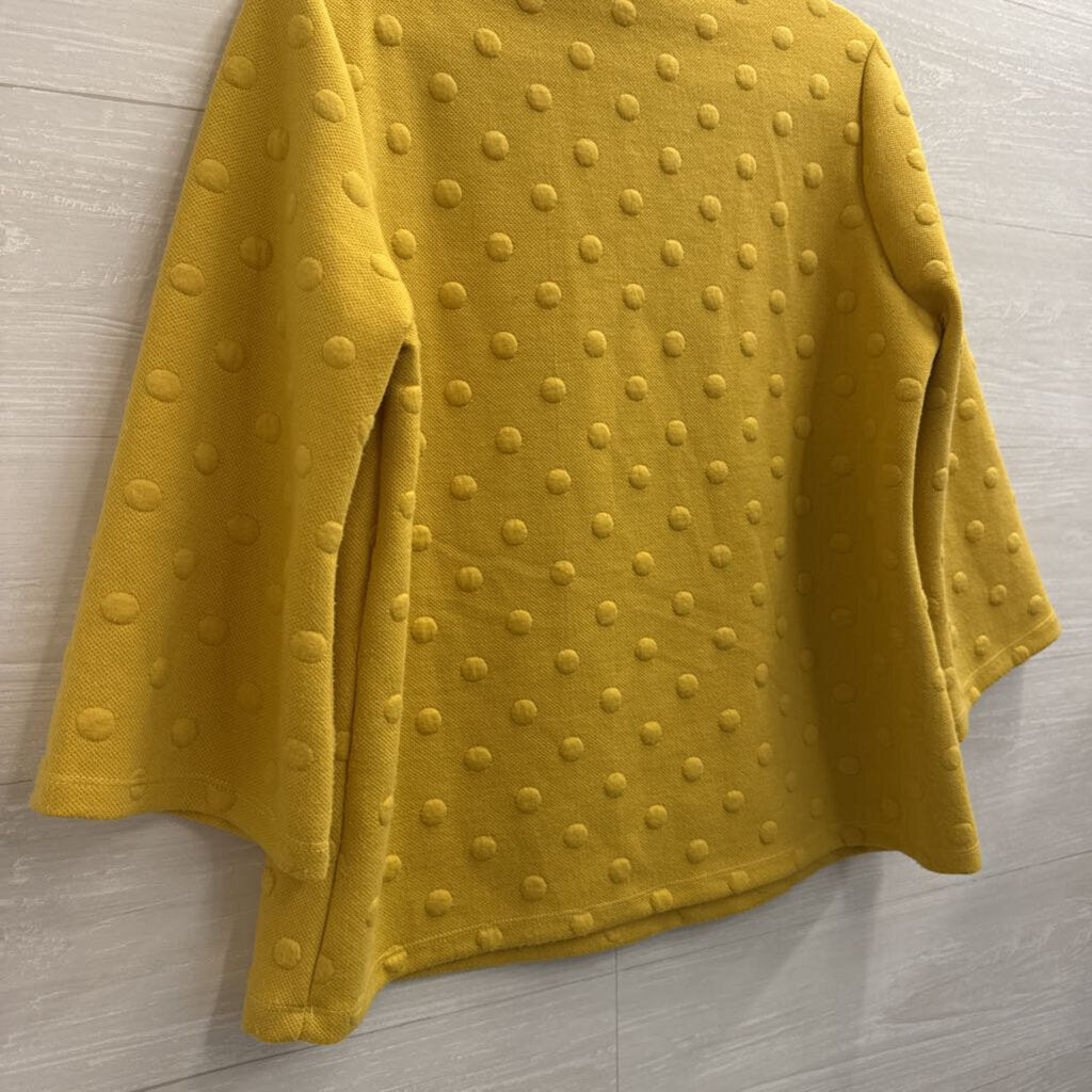 W5 Yellow Textured Dot Print Long Sleeve Top Large