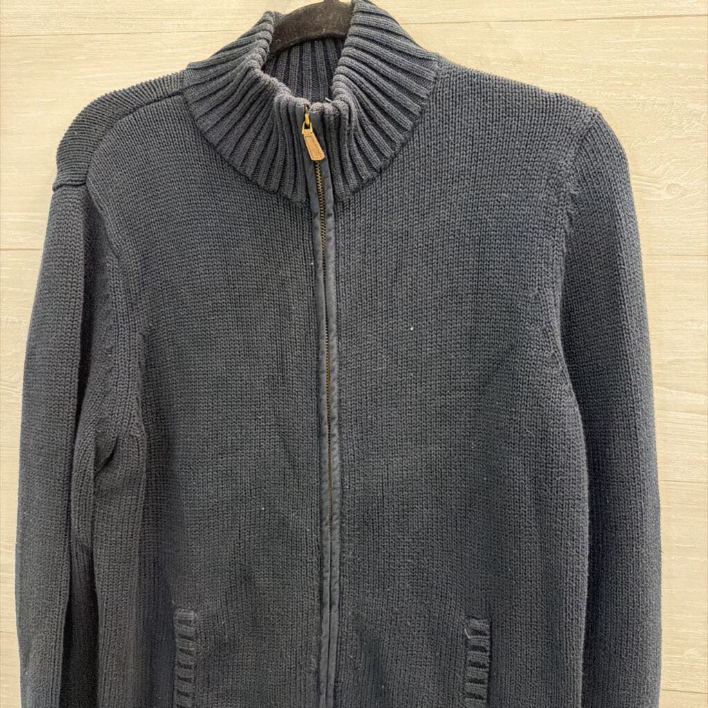 Ralph Lauren Navy Knit Zip Up Sweater Medium