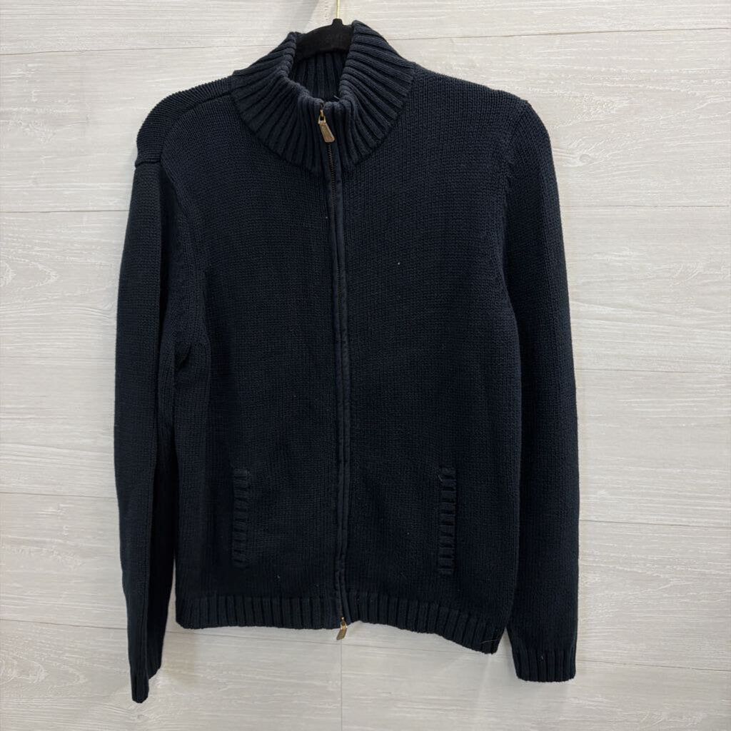 Ralph Lauren Navy Knit Zip Up Sweater Medium