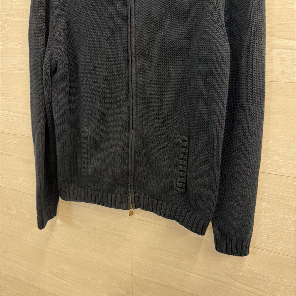 Ralph Lauren Navy Knit Zip Up Sweater Medium