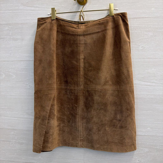 Vintage Jones Wear Brown 100% Suede Skirt 12
