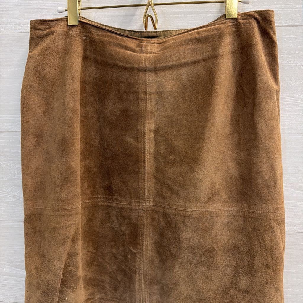 Vintage Jones Wear Brown 100% Suede Skirt 12