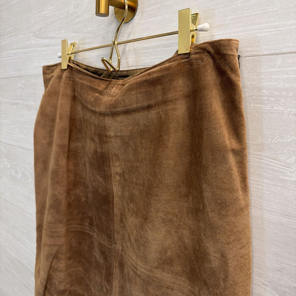 Vintage Jones Wear Brown 100% Suede Skirt 12