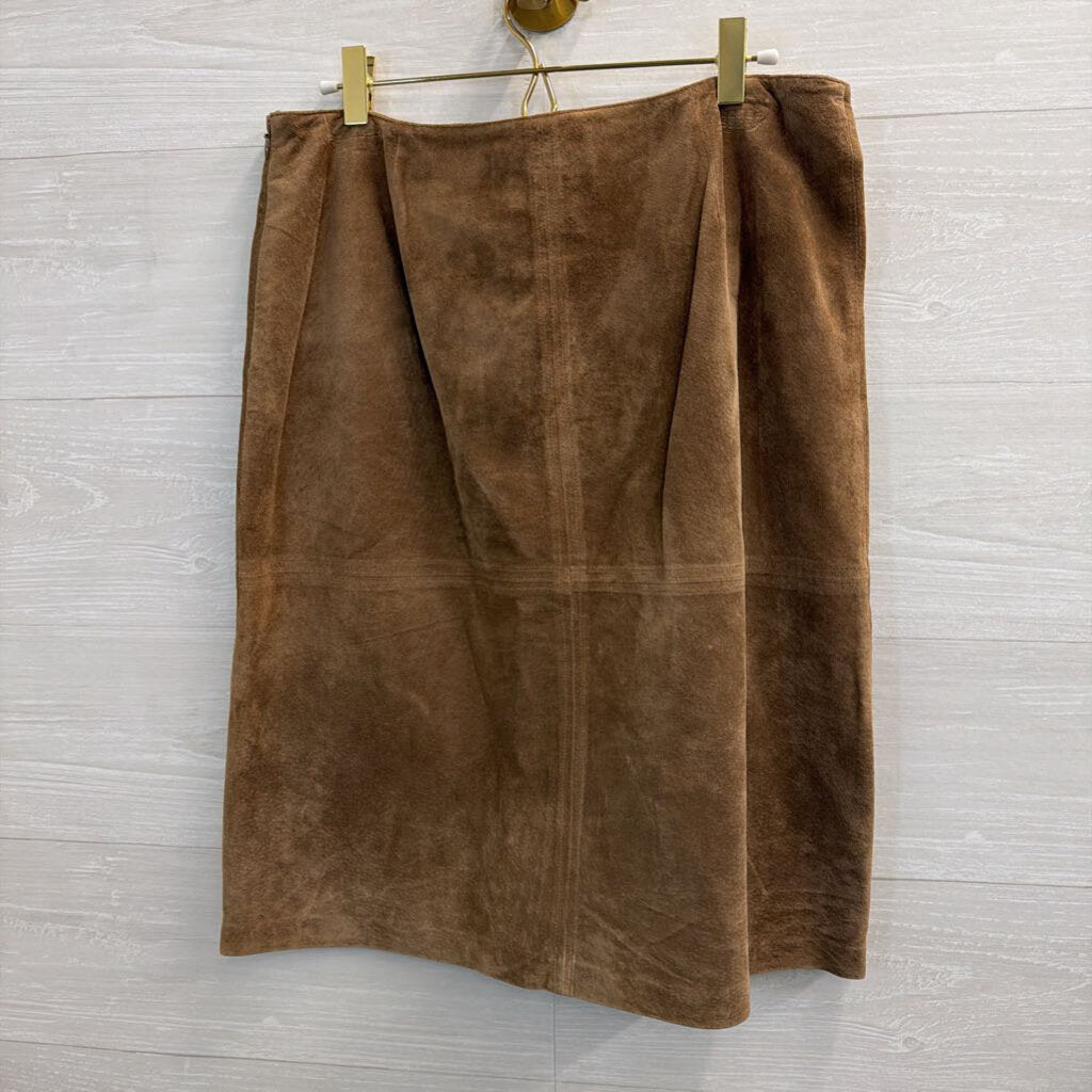 Vintage Jones Wear Brown 100% Suede Skirt 12